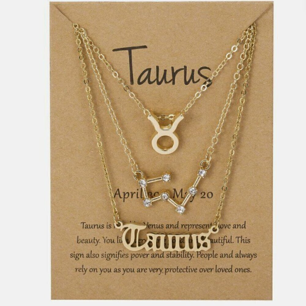Taurus Zodiac Symbol Gold Necklace